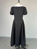 Women autumn and winter French puff sleeve Maxi dress