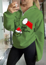 Christmas Women green hairy cartoon Hoodies
