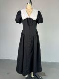 Women autumn and winter French puff sleeve Maxi dress