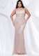 Plus size Women sleeveless round neck formal party sequin fishtail maxi evening dress