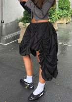 Women street style wrinkled irregular skirt
