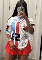 Women basketball uniform American retro casual short sleeve Top
