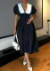 Women autumn and winter French puff sleeve Maxi dress