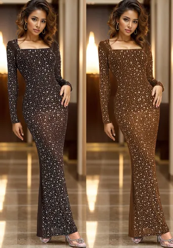 Women Beaded long sleeve Off Shoulder dress（customized,MOQ 6pcs/size/color,process time 7-10 days）