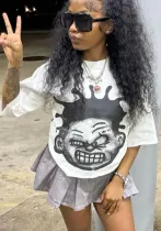 Women cartoon print short sleeve t-shirt
