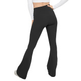 Solid Color Yoga Leggings Sports Tight Fitting Slim Fit Sexy One-Piece Fitness Bell Bottom Pants For Women