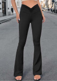 Solid Color Yoga Leggings Sports Tight Fitting Slim Fit Sexy One-Piece Fitness Bell Bottom Pants For Women