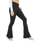 Solid Color Yoga Leggings Sports Tight Fitting Slim Fit Sexy One-Piece Fitness Bell Bottom Pants For Women