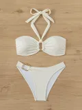 Solid Color Strapless Two-Wear Sexy Bikini Two Pieces Swimsuit