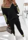 Autumn Winter Women V-Neck Long Sleeve Top Pocket Pants Casual Two-Piece Set