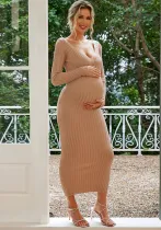Sexy Slim Knitting Women Autumn Winter Sexy Long Maternity Dress