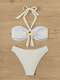 Solid Color Strapless Two-Wear Sexy Bikini Two Pieces Swimsuit