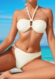 Solid Color Strapless Two-Wear Sexy Bikini Two Pieces Swimsuit