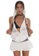 Strap Contrasting Colors Sports Sexy Sleeveless V-Neck Patchwork Pleated Short Dress