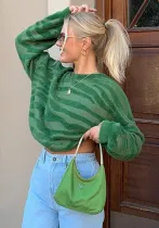 Women's Sweater Fashion Round Neck Striped Knitting Top
