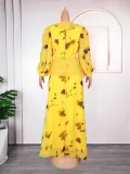 African Women Retro Printed Ruffle Dress