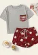 Women Casual Printed T-shirt Shorts Pajamas Two Piece Set