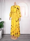 African Women Retro Printed Ruffle Dress