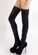 Women Pu-Leather Black Lace Sexy Lingerie Elastic Stockings