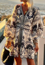 Women Autumn Printed Beach Dress