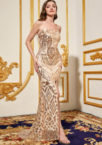 Women Suspender Sequin Fishtail Party Evening Dress