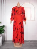 African Women Retro Printed Ruffle Dress