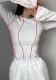 Women Round Neck Bell Bottom Sleeve Ribbed Top Long Sleeve T-shirt