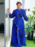 African Women Retro Printed Ruffle Dress