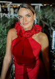 Women Sexy Sleeveless Backless Red Flower Bandage Dress