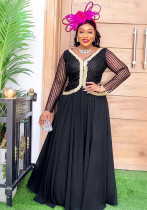 Plus Size African Women Autumn Elegant Halloween Costume Dress
