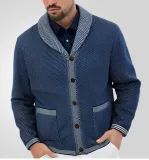 Men's Casual Jacquard knitting Turndown Collar Sweater