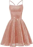 Sequined Evening Dress Strap A-Line Party Dress For Women（Processing time need 3-6 days）