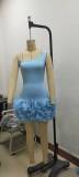 Sexy Strap Off Shoulder Slim Ruffled Mesh Patchwork Party Dress