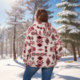 Autumn Winter Plus Size Hooded Top Women's Pocket Fluffy Hoodies