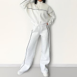 Women Fall Casual Zipper Top and Pant Two Piece Set