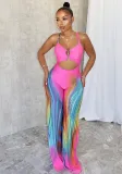 Women's Sexy Low Back Multi-Color Printed Strap High Waist Jumpsuit