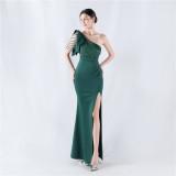 Beaded Lace Luxury Satin Evening Dress