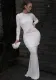 Autumn Fashion Elegant Solid Color Round Neck Patchwork High Waist Bodycon Dress