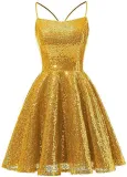 Sequined Evening Dress Strap A-Line Party Dress For Women（Processing time need 3-6 days）