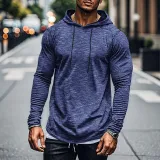 Sports Casual Men's Long-Sleeved T-Shirt Loose Hooded Hoodies Autumn Winter Basic Shirt For Men Outdoor Wear