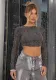 Halloween Trend Ripped Long Sleeve Crop Slim Short Autumn Top