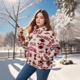Autumn Winter Plus Size Hooded Top Women's Pocket Fluffy Hoodies