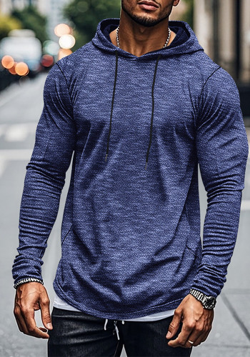 Sports Casual Men's Long-Sleeved T-Shirt Loose Hooded Hoodies Autumn Winter Basic Shirt For Men Outdoor Wear