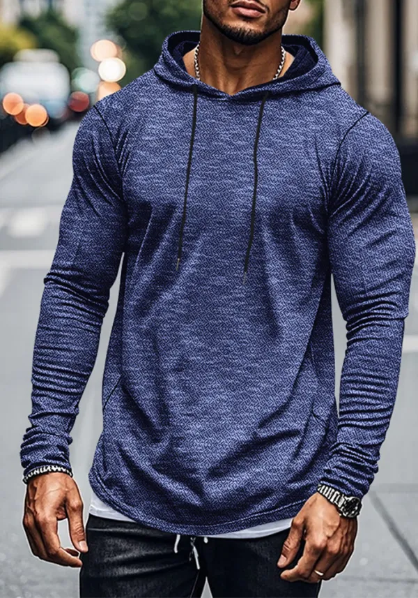 Sports Casual Men's Long-Sleeved T-Shirt Loose Hooded Hoodies Autumn Winter Basic Shirt For Men Outdoor Wear