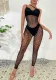 Women Backless See-Through Mesh Leopard Print Halter Neck Sexy Jumpsuit