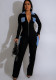 Women Fall and Winter Casual Patchwork Long Sleeve Turndown Collar Pocket Jumpsuit