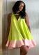 Plus Size Women Fall V-Neck Colorblock Dress