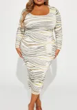 Women Round Neck Plus Size Bodycon Dress