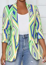 Plus Size Women Long Sleeve Jacket Printed Blazer Jacket