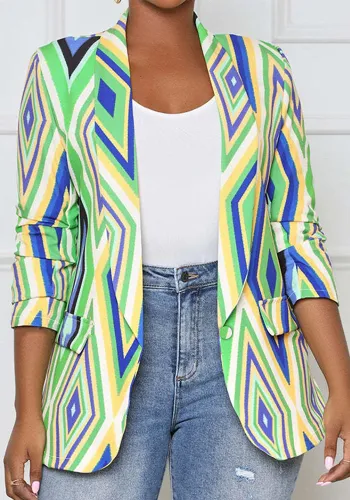 Plus Size Women Long Sleeve Jacket Printed Blazer Jacket